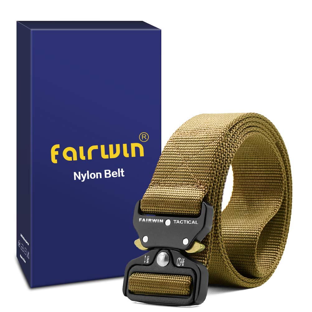 FAIRWIN Tactical Belt, Work Belts for Men Military Webbing Riggers Web Belt Heavy-Duty Quick-Release Buckle