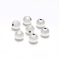 100pcs/pack 4 mm Round Silver Beads Copper Spacer Beads Frosted Ball End Seed Beads for Bracelet Necklace Jewelry Making Supplies (Silver, 4mm(0.16inch)*100pcs)