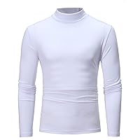 Mens Casual Slim Fit Turtleneck T Shirts Lightweight Basic Solid Color Pullovers Mock Neck Long Sleeve Base Layer Thermal Top