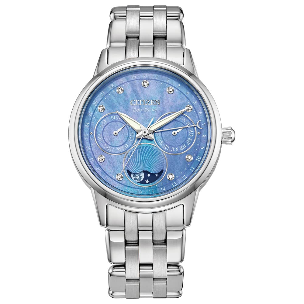 Mua Citizen Eco-Drive Calendrier Moon Phase Blue Diamond Accent Dial  Stainless Steel Watch | 37mm | FD0000-52N trên Amazon Mỹ chính hãng 2023 |  Giaonhan247