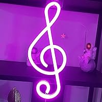 Neon Signs,Music Note Shaped Neon Lights LED Decor Night Light Wall Bedside Decor Battery/USB Operated Creative Lighting for Christmas,Wedding,Birthday Gift,Pub,Kids Room,Living Room(Pink)