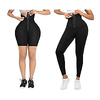 High Waist Body Shaper Shorts for Women & Tummy Control Leggings (Black, Medium)