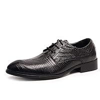 Men's Genuine Leather Oxfords Brogue Lace Up Style Pointed Toe Shoe Slip Resistant Business
