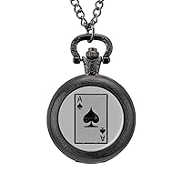 Ace of Spades Vintage Pocket Watch with Chain Arabic Numerals Scale Alloy Pocket Watch Gift
