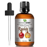 Rosehip Seed Oil USDA Certified Organic, Cold Pressed, Unrefined. Reduce Acne Scars. Essential Oil for Face, Nails, Hair, Skin. Therapeutic AAA+ Grade