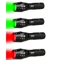 2 Red LED Flashlight and 2 Green LED Flashlight Bundle - Best for Astronomy, Aviation, Night Observation,etc