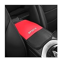 8sanlione Car Center Console Pad, PU Leather Armrest Storage Box Protector Mat, Waterproof Auto Arm Rest Seat Box Cushion Cover, Universal Car Accessories Decoration for SUV, Truck, Sedan (Red)
