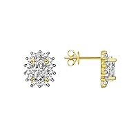 Rylos 925 Yellow Gold Plated Silver Halo Stud Earrings - 6X4MM Oval & Sparkling Diamonds - Exquisite Birthstone Jewelry for Women & Girls