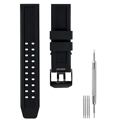 23mm Rubber Watch Band Strap Fits Luminox 3050 8800 and 3950 Series with Black Double Prong Clasp