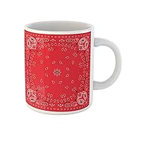 Coffee Mug Colorful Pattern Red Paisley Bandana Green Bandanna Classic Neckerchief 11 Oz Ceramic Tea Cup Mugs Best Gift Or Souvenir For Family Friends Coworkers