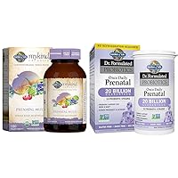 Garden of Life Organics Women’s Prenatal Multivitamin with Vitamin D3 & - Dr. Formulated Probiotics Once Daily Prenatal - Acidophilus and Bifidobacteria Probiotic Support for Mom and Baby - Gluten