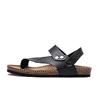Ring Toe Beach Sandal For Men Vegan Leather Double Use Slipper Flat Clear Toe Rope Shoes Rivet