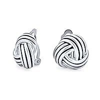 Rope Cable Twist Love Knot Clip On Earring For Women Non Pierced Ears Black Oxidized Silver 14K Gold Silver Plated Brass
