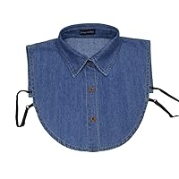 Unisex Stylish Detachable Half Shirt Blouse False Collar Solid Color Denim Fake Collar