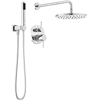 Delta Faucet Modern Raincan 2-Setting Round Shower System Including Rain Shower Head and Handheld Spray Chrome, Rainfall Shower System Chrome, Shower Valve and Trim Kit, Chrome 342702
