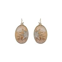Rhinestone Star Oval Drop Dangle Earrings for Women Vintage Geometric Resin Statement Earrings Party Jewelry