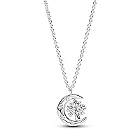 Pandora Timeless Moon and Rotating Tree of Life Pendant Necklace Sterling Silver with Zirconia Stones Size 50 cm 392992C01-50, Sterling Silver, Cubic Zirconia