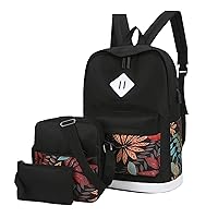 Backpack Leather Women Laptop Mens And Womens Backpack Leaf Print Three Mens Backpack for Hiking (Black, One Size)