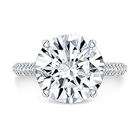 Riya Gems 5 CT Round Moissanite Engagement Ring Colorless Wedding Bridal Solitaire Halo Bazel Style Solid Sterling Silver 10K 14K 18K Solid Gold Promise Ring