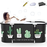 Portable Bathtub For Shower Stall, Large 47 inch Foldable Soaking Bathing Tub for Adults, Separate Family Bathroom Japanese SPA Collapsible Tub, Ideal for Hot Bath Ice Bath