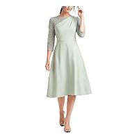 JS Collections Womens Lace Trim Knee-Length Fit & Flare Dress