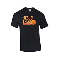 in Jesus Name I Play Christian Short Sleeve T-Shirt-Black-Large