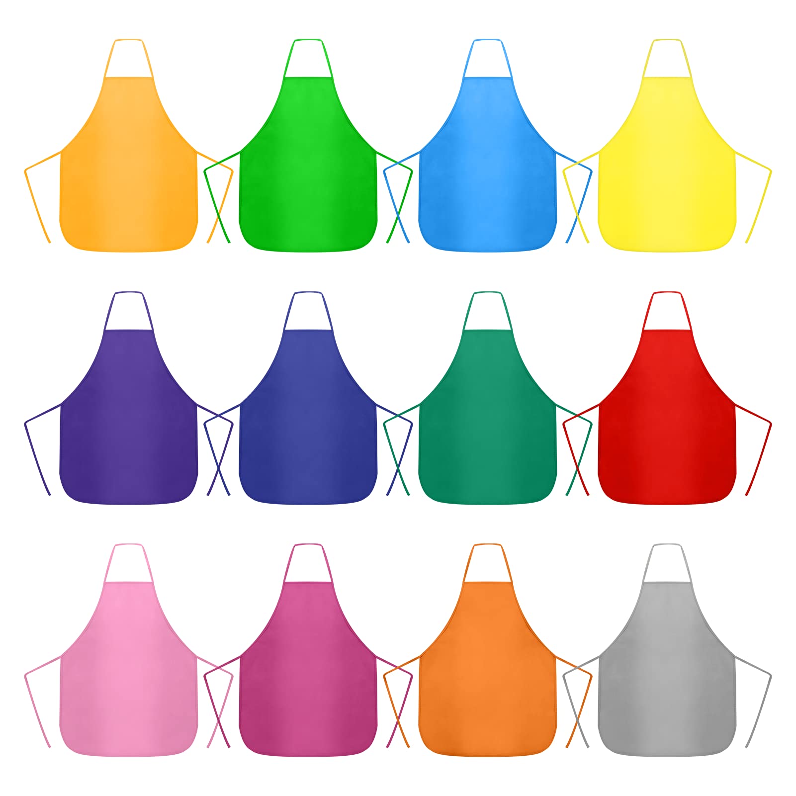 IMERAGO 12 Pcs 12 Colors Kids Aprons Children Art Painting Aprons for Age 3-6 Kitchen Classroom Cooking Baking