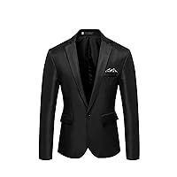 Men Casual Blazer Jackets Slim Fit Suits Jacket One Button Business Sports Coat Solid Long Sleeve Office Work Tops