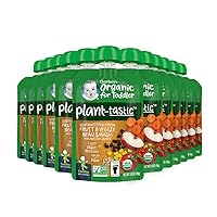 Organic Baby Food Pouches, Toddler, Plant-tastic, Southwestern Fiesta Fruit & Veggie Bean Smash, 3.5 Ounce (Pack of 12)