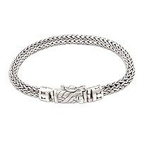 NOVICA Handmade Men's Sterling Silver Snake Chain Bracelet Indonesia Halloween [bracelet 8.25 in L x 0.3 in W 7.5 in L] 'Style Endures'
