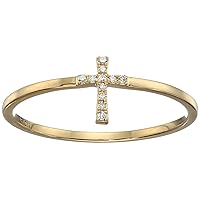 Amazon Collection 10k Yellow Gold Diamond Accent Cross Ring