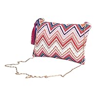 Chevron Embroidered Rectangle Clutch With Beads