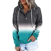 Dressy Button Up Hoodie Tops for Women Casual Long Sleeve Pocket Sweatshirts Comfy Stylish Fashion 2024 Soft Clothes