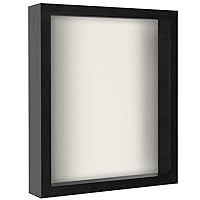 11x14 Shadow Box Frame in Black with Soft Linen Back - Engineered Wood with Polished Glass for Wall and Tabletop