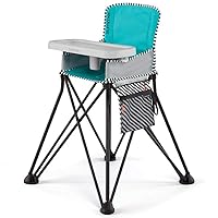 Summer Infant Pop ‘n Dine SE Highchair, Sweet Life Edition, Aqua Sugar Color - Portable Space Saver High Chair for Indoor/Outdoor Dining with Fast, Easy, Compact Fold, for 6 Months - 45 Pounds
