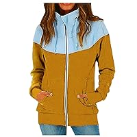RMXEi Ladies Casual Solid Fleece Turtleneck Drawstring Sweater Jacket