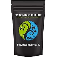 Prescribed For Life BHT Powder | Powdered Butylated Hydroxytoluene for Food Preservation | Vegan, Gluten Free, Non GMO, Unbleached, Soy Free (1 kg / 2.2 lb)