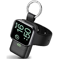 Portable Wireless Charger for Apple Watch,HUOTO【Upgraded Version】 iwatch Charger 1400mAh Smart Keychain Power Bank,Portable Magnetic iWatch Charger for Apple Watch Series 7/6/SE/5/4/3/2/1 (Black)