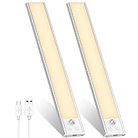 Under Cabinet Lights Motion Sensor 47 LED Warm White, USB-C Rechargeable Under Counter Lights LED Closet Light Dimmable Wireless Magnetic Stick-Anywhere Night Light for Kitchen, Wardrobe, Cupboard