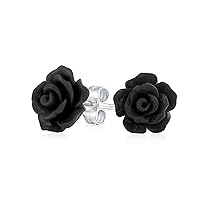 Romantic Delicate Pink Blue Yellow Green Black Purple White Red Floral Blooming 3D Carved 10MM Rose Flower Post Stud Earrings For Women Teen Lightweight