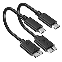Short Micro B to USB C Cable, 8 inch External Hard Drive Cord USB 3.1 Gen1 Fast Data Transfer 5Gbps Camera Replacement Cable Compatible for Seagate, Toshiba, WD, LaCie Portable HDD -2Pack