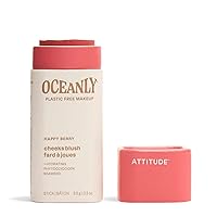 Oceanly Lightweight Blush Stick, Titanium Dioxide-Free, EWG Verified, Plastic-Free, Vegan & Cruelty-free Makeup, Happy Berry, 0.3 Ounces