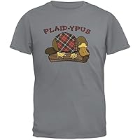 Animal World Funny Platypus Plaid-Ypus Storm Grey Adult T-Shirt