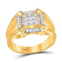 The Diamond Deal 10kt Yellow Gold Mens Round Diamond Cluster Ring 1/4 Cttw