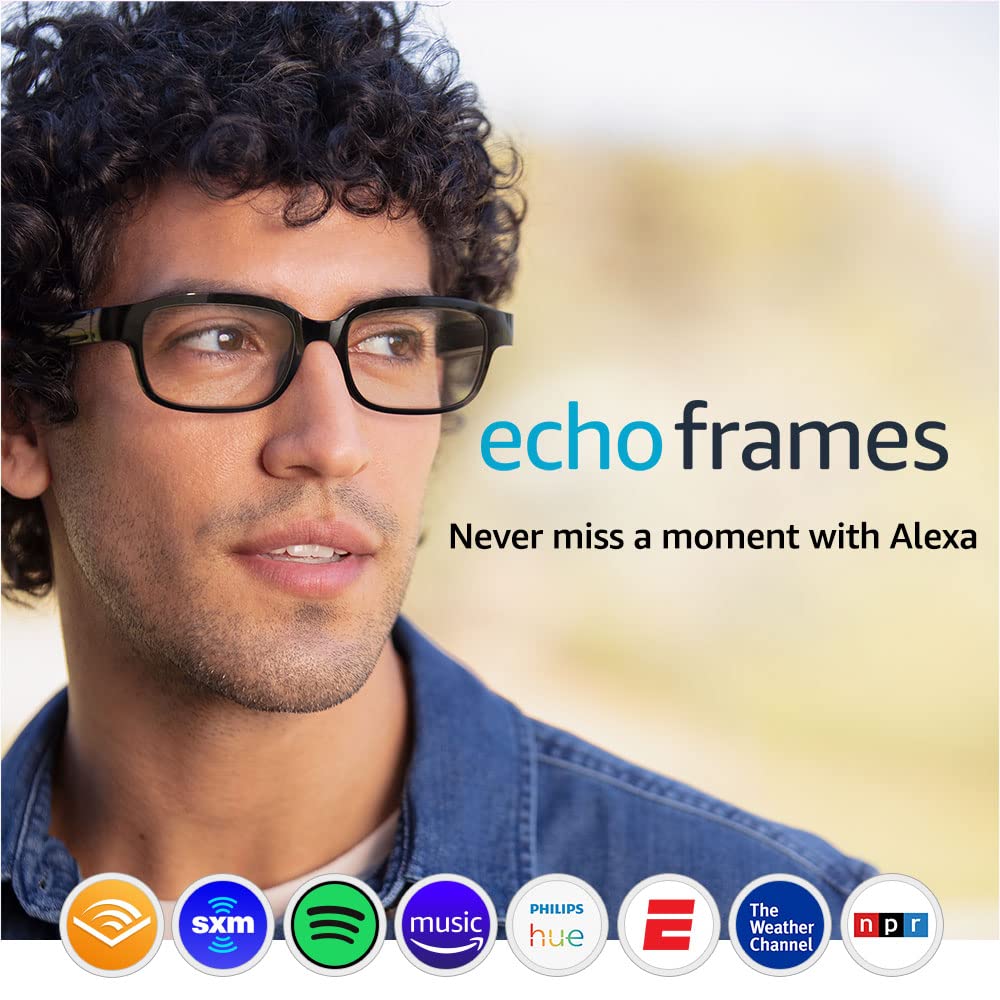 Echo Frames (2nd Gen) | Smart audio glasses with Alexa | Classic Black with prescription ready frames