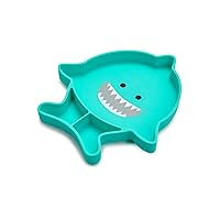 melii Divided Silicone Suction Plate - 100% Silicone, for Baby + Toddlers – BPA Free, Dishwasher & Microwave Safe (Shark)