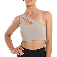 SEAUR - One Shoulder Sports Bra for Women Yoga Tank Top Comfy Gym Top with Removable Pads for Workout Running Exercise