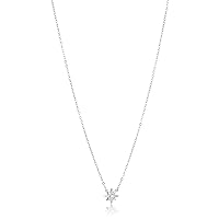 Amazon Collection Cubic Zirconia North Star Necklace with Cable Chain in Sterling Silver, 18