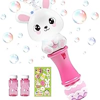 SpringFlower Easter Toy, Easter Bubble Blower Wand,Bubble Maker with LED Light-Up Effect for Kids,Bubble Toy for Easter Party Favor Supplies, Easter Eggs Hunt, Easter Basket Stuffers Fillers