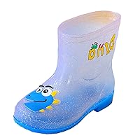 Kids Rain Boots Toddler Girls & Boys Rain Boots Memory Foam Insole and Easy-on Handles Small Rain Boots (A-Sky Blue, 9.5 Toddler)